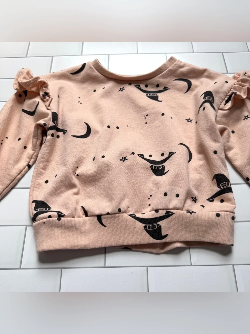 24M🐈‍⬛🪄 Jessica Simpson Magic Cat Neutral Halloween Print Sweatshirt Jogger Pant